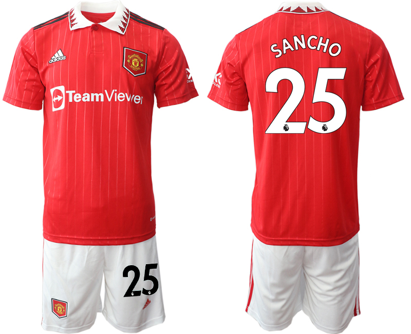 Men 2022-2023 Club Manchester United home Red #25 Adidas Soccer Jersey